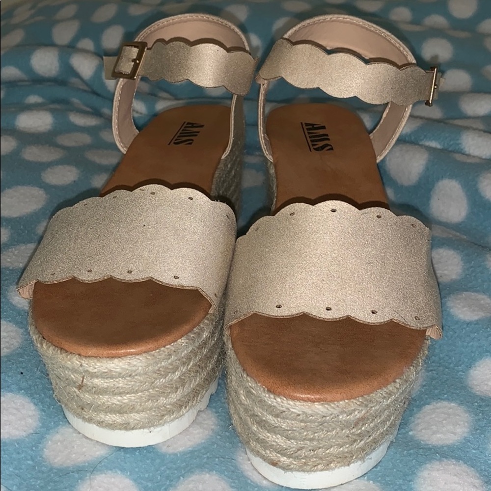 Scalloped Platform Wedges- Never Worn Before!